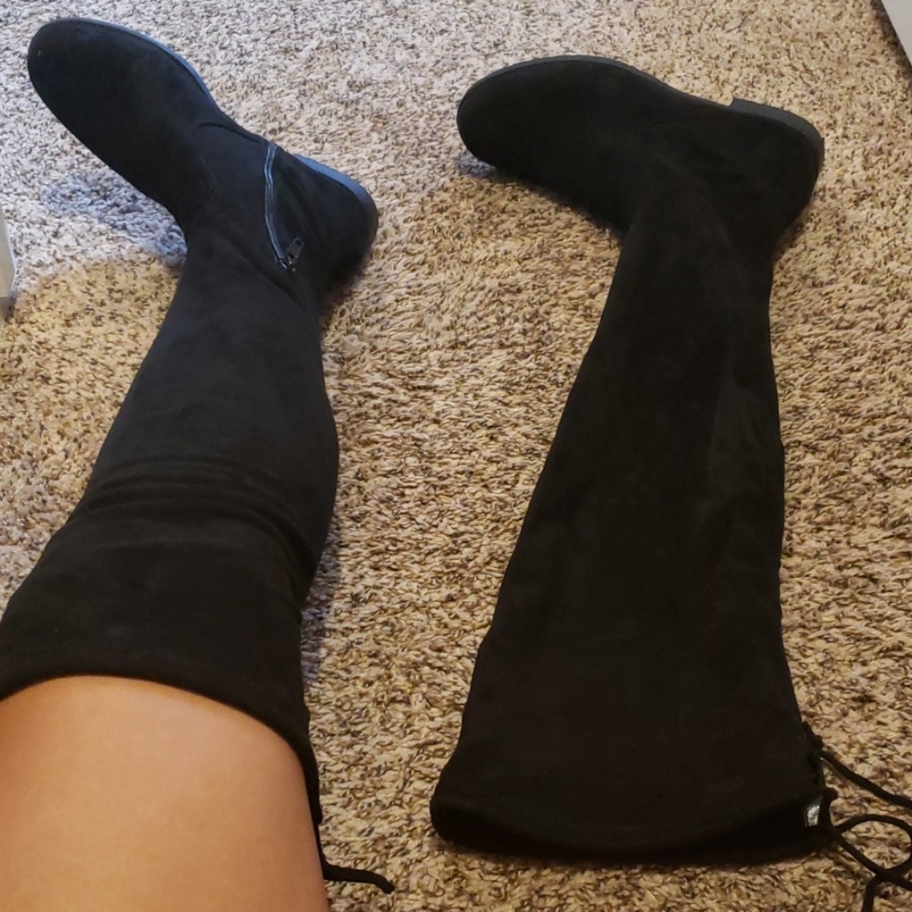 Thigh high black soft boots